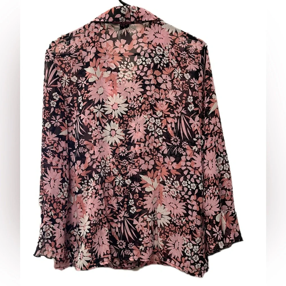 Elementz Pink and White Notched Collar Blouse - Picture 3 of 7